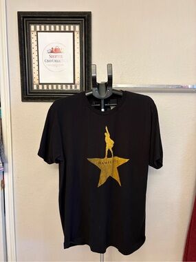 Hamilton Black Tee with Gold Star Silhouette
